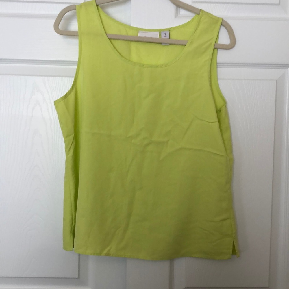 Chico’s lime green silk like tank top size 1 (L)